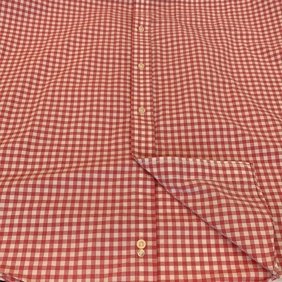 Lands’ End Traditional Fit Shirt Pink Gingham Check Print Button Down 17.5-35 - Picture 10 of 12